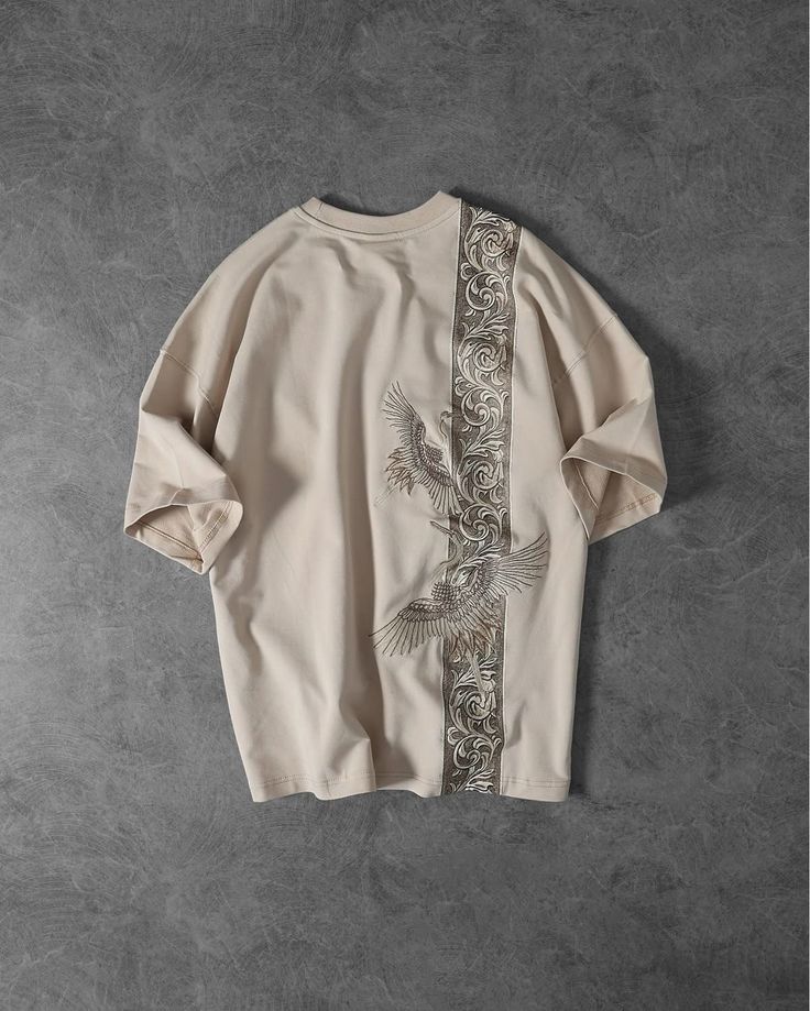 LUMAIRA Imperial Crane Black Cotton T-Shirt | Luxury Art Graphic Tee