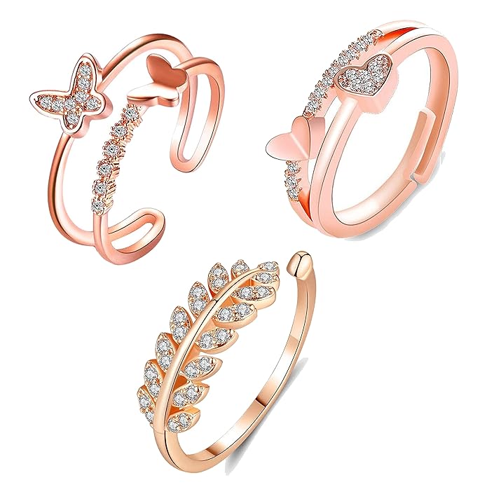 Silver Ring For Women I AM Enough Love Adjustable Finger Rings For Women Girls Love Gifts Women's Jewellery Rings Combo