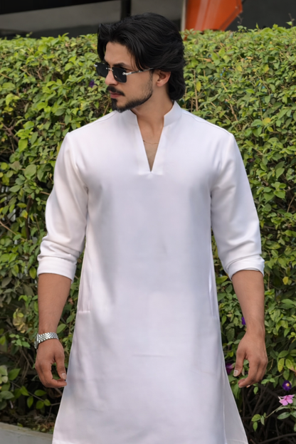 LUMAIRA™ White Japanese Fabric Kurta Pajama Set — Premium Minimal Ethnic Wear