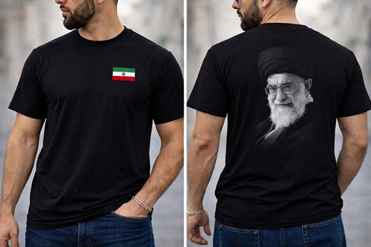 LUMAIRA Iran Flag Graphic Back Print Premium Cotton T-Shirt – Black