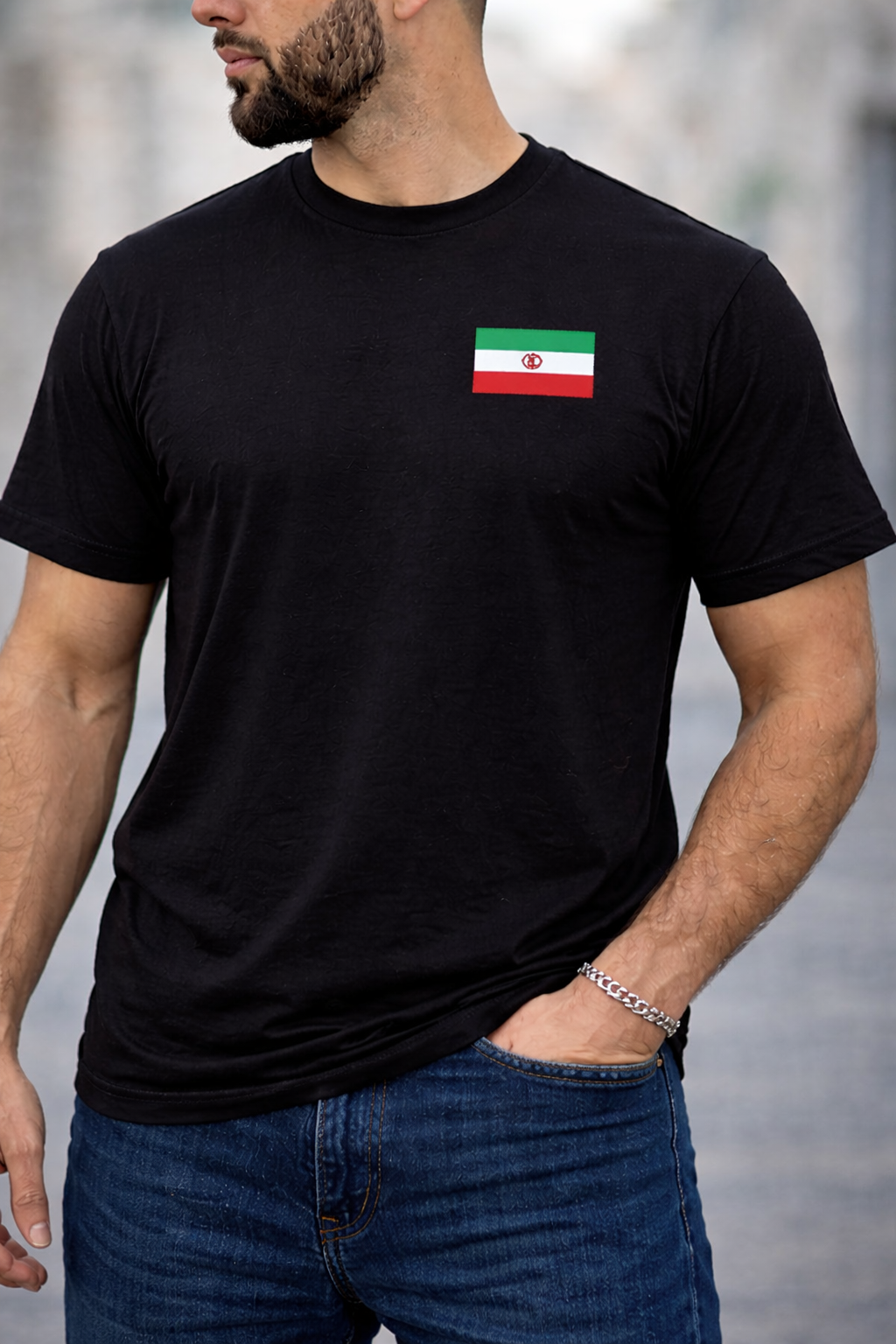 LUMAIRA Iran Flag Graphic Back Print Premium Cotton T-Shirt – Black