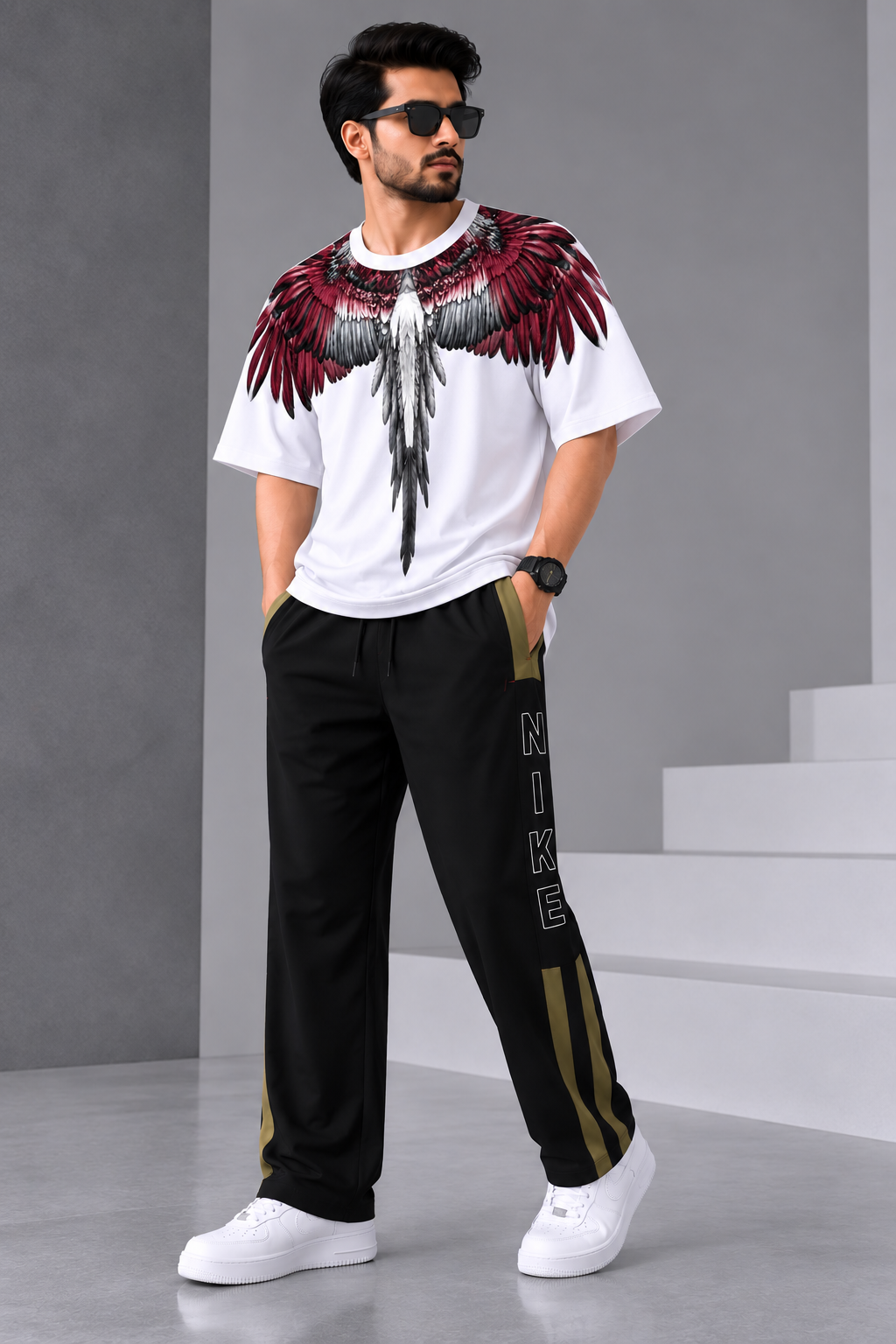 LUMAIRA Angel Wings T-Shirt & Premium Track Lower Combo