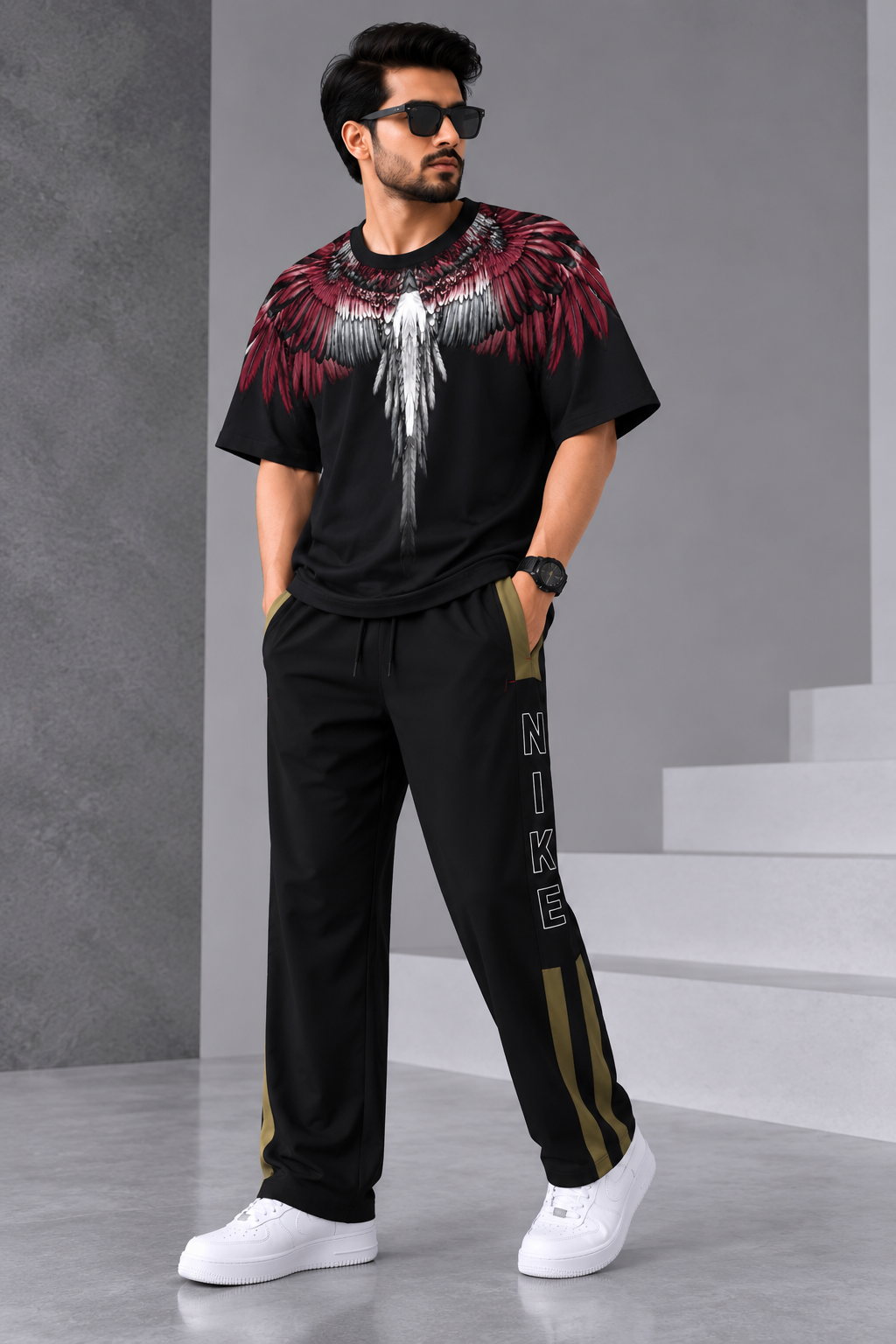 LUMAIRA Angel Wings T-Shirt & Premium Track Lower Combo