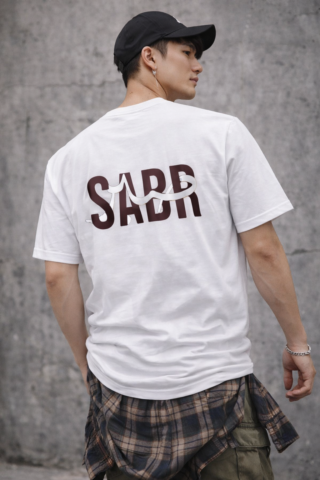 LUMAIRA SABR White Cotton T-Shirt | Minimal Typography Graphic Tee