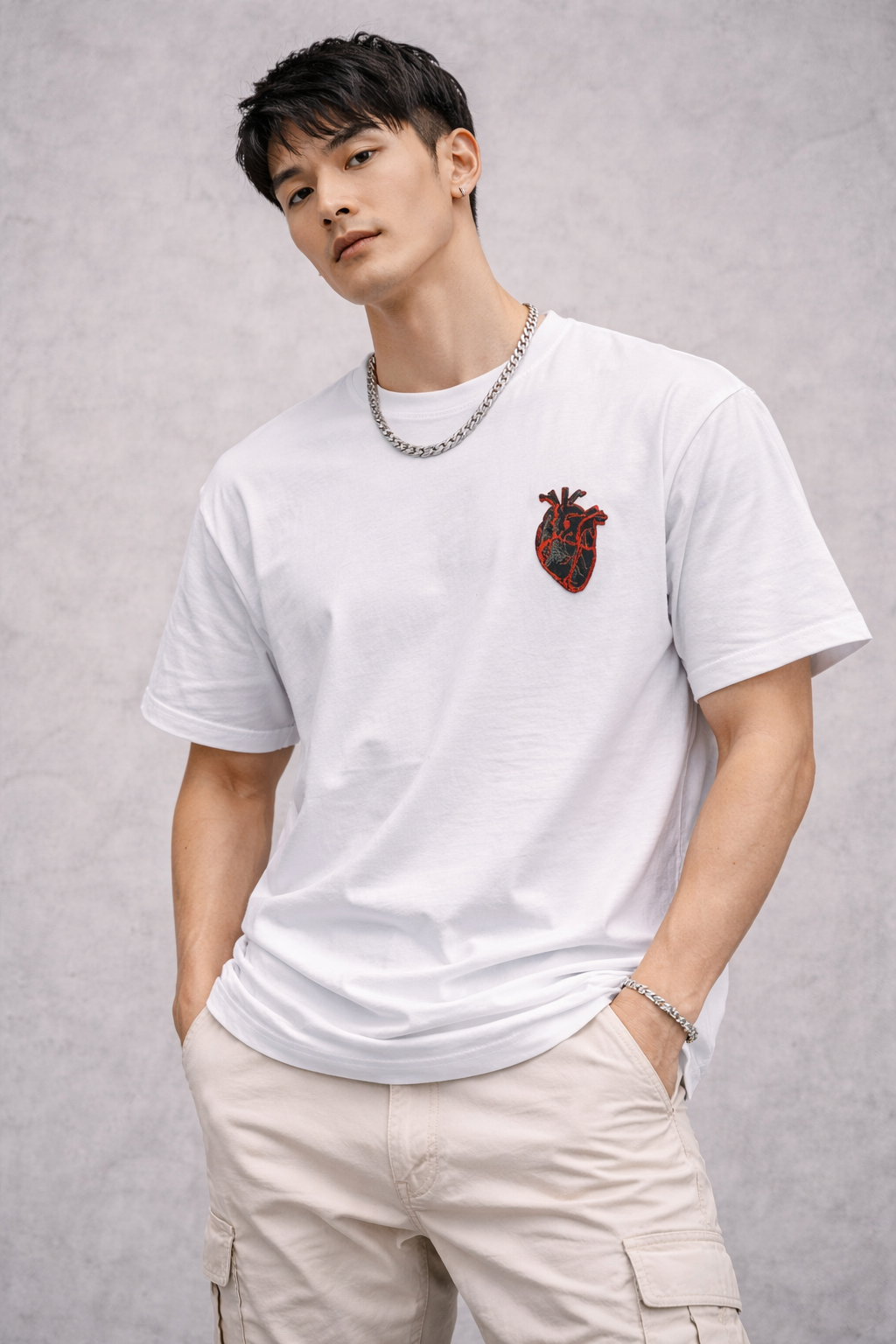 LUMAIRA SABR White Cotton T-Shirt | Minimal Typography Graphic Tee