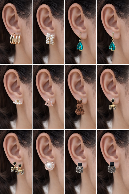 LUMAIRA Luxury Multi-Style Earrings Collection Set for Women – Premium Fashion Jewelry