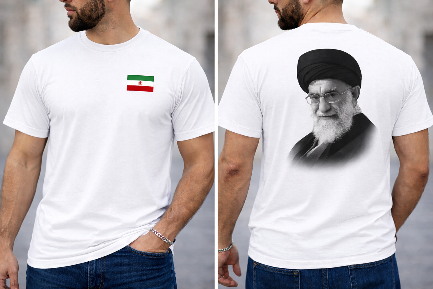 LUMAIRA Iran Flag Graphic Back Print Premium Cotton T-Shirt – Black