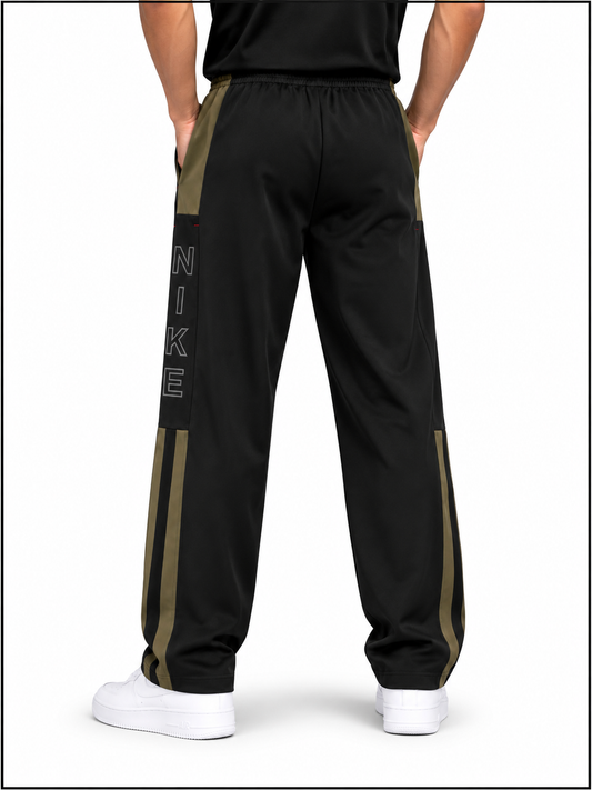 LUMAIRA Premium Black Oversized Track Lower – Olive Side Panel