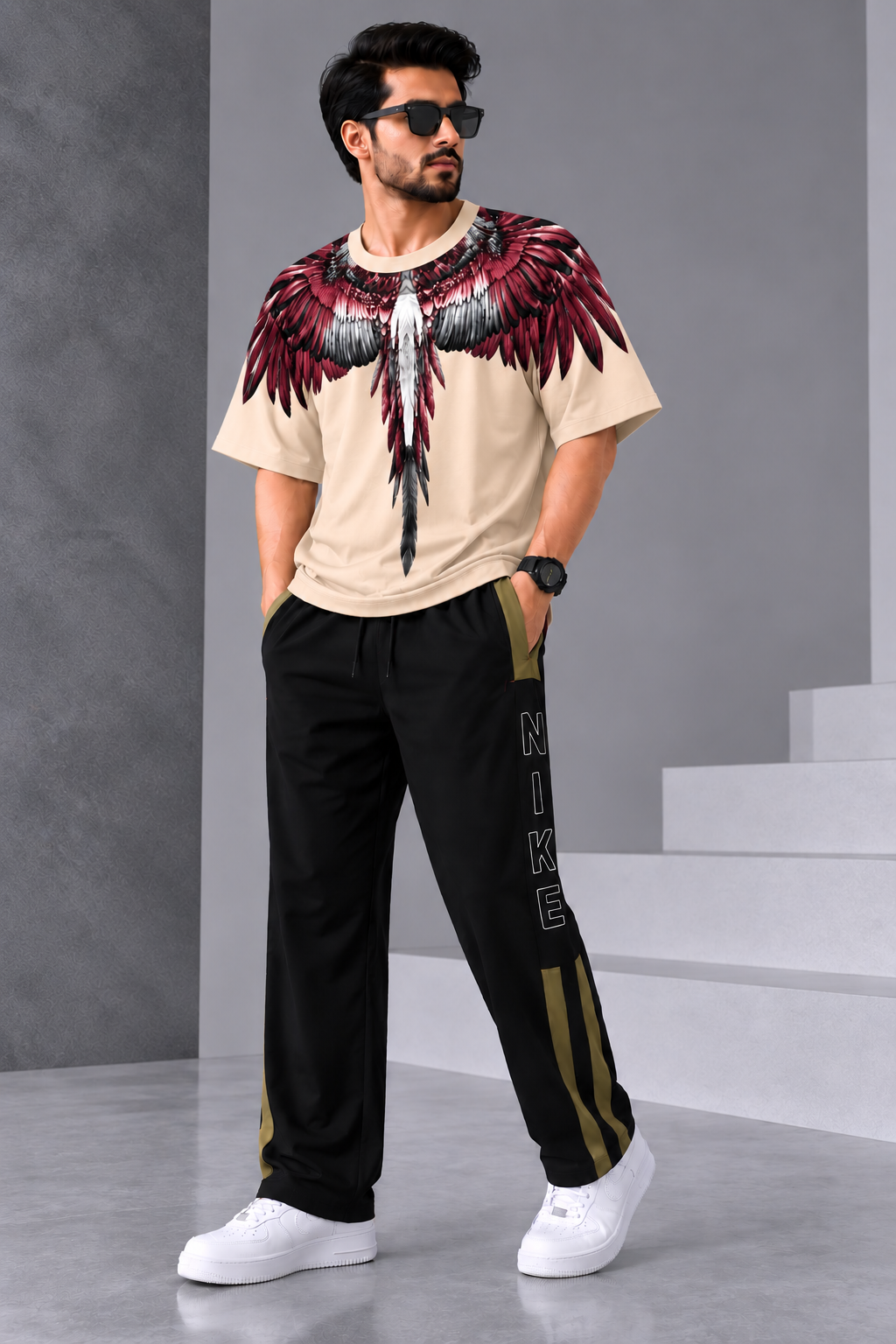 LUMAIRA Angel Wings T-Shirt & Premium Track Lower Combo