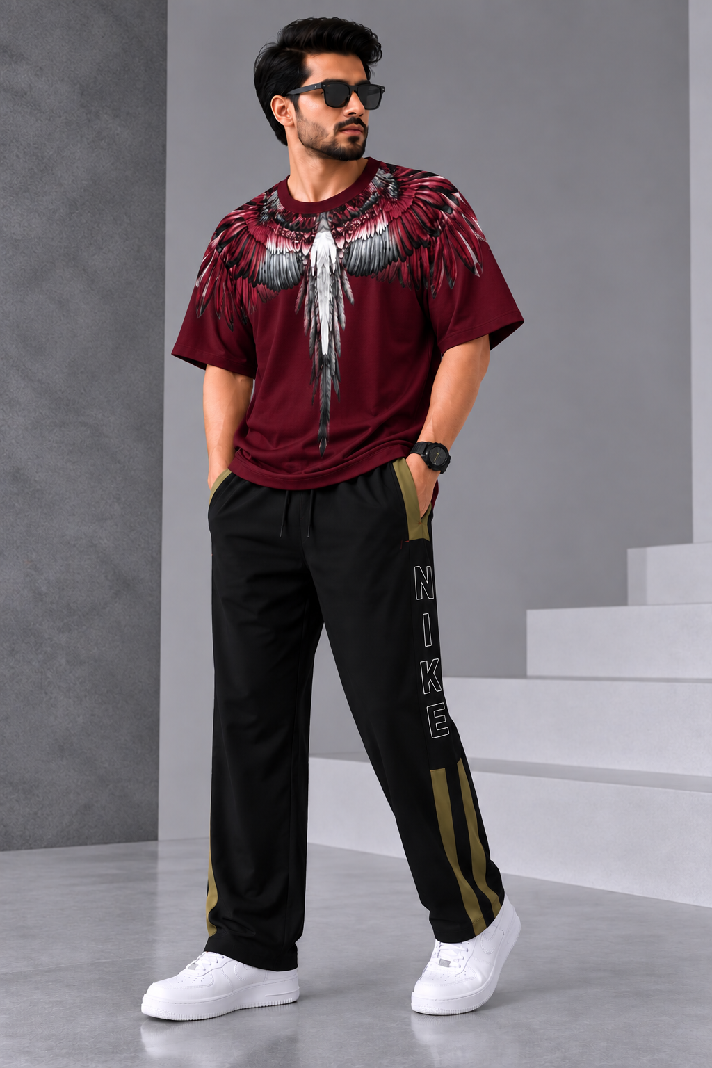 LUMAIRA Angel Wings T-Shirt & Premium Track Lower Combo