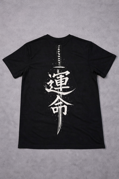 LUMAIRA Warrior Blade White Cotton T-Shirt | Japanese Sword Graphic Tee