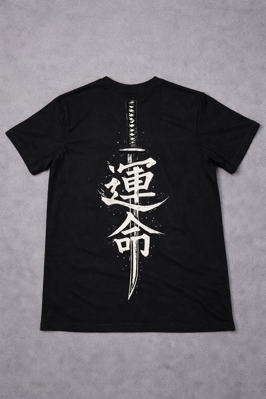 LUMAIRA Warrior Blade White Cotton T-Shirt | Japanese Sword Graphic Tee