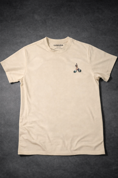 LUMAIRA Unity Rise Black Cotton T-Shirt | Power Hand Graphic Tee