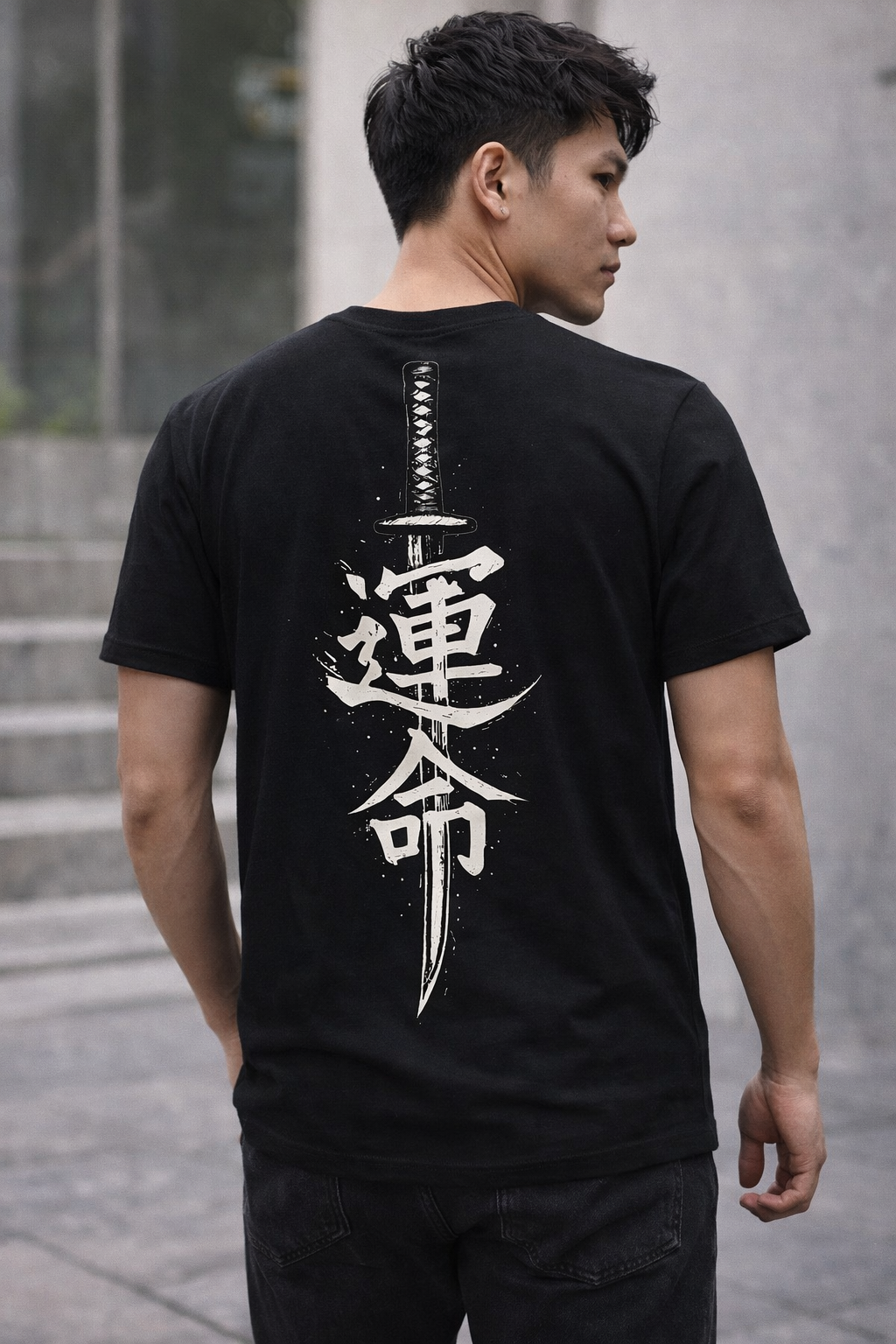 LUMAIRA Warrior Blade White Cotton T-Shirt | Japanese Sword Graphic Tee