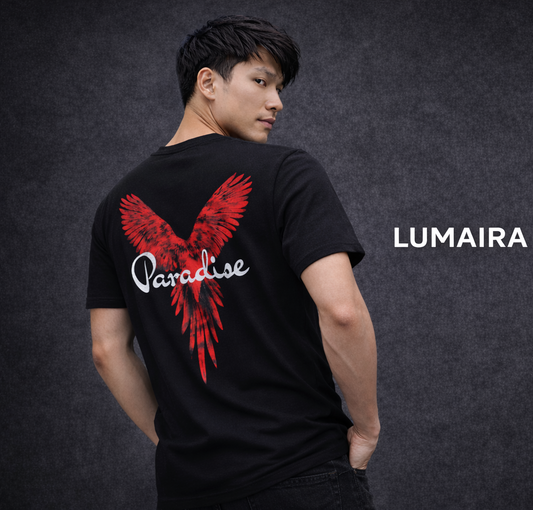 LUMAIRA Paradise Wings Cotton T-Shirt | Premium Graphic Tee for Men