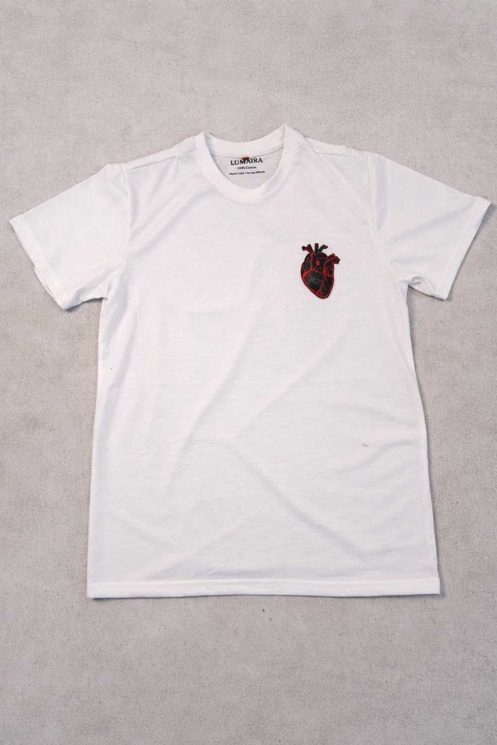 LUMAIRA SABR White Cotton T-Shirt | Minimal Typography Graphic Tee