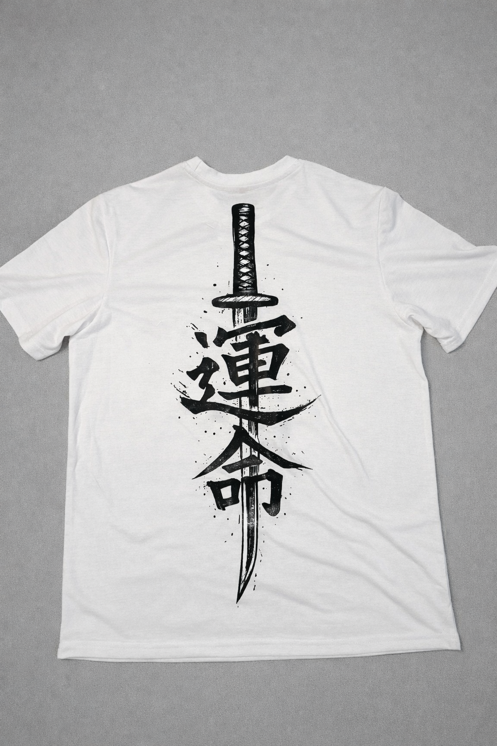 LUMAIRA Warrior Blade White Cotton T-Shirt | Japanese Sword Graphic Tee