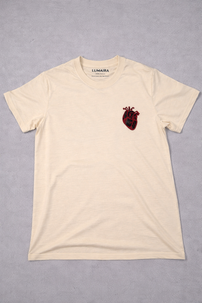 LUMAIRA SABR White Cotton T-Shirt | Minimal Typography Graphic Tee