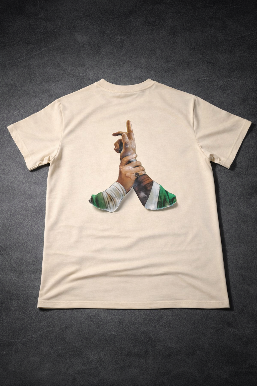 LUMAIRA Unity Rise Black Cotton T-Shirt | Power Hand Graphic Tee