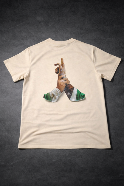 LUMAIRA Unity Rise Black Cotton T-Shirt | Power Hand Graphic Tee