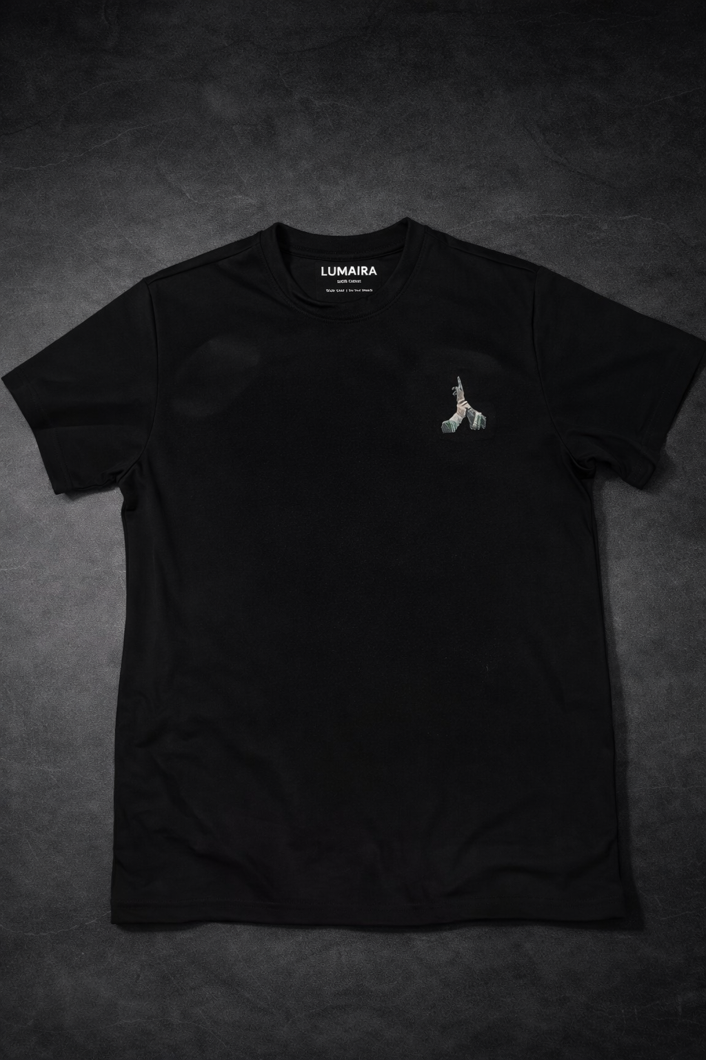 LUMAIRA Unity Rise Black Cotton T-Shirt | Power Hand Graphic Tee
