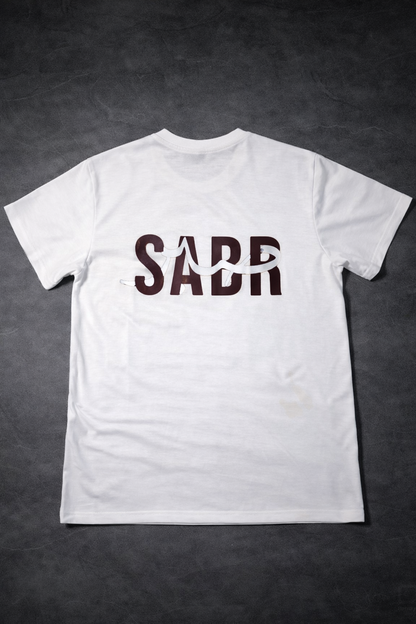 LUMAIRA SABR White Cotton T-Shirt | Minimal Typography Graphic Tee