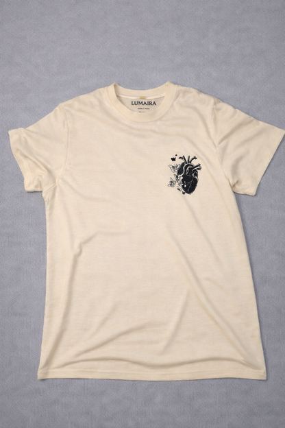 LUMAIRA Warrior Blade White Cotton T-Shirt | Japanese Sword Graphic Tee