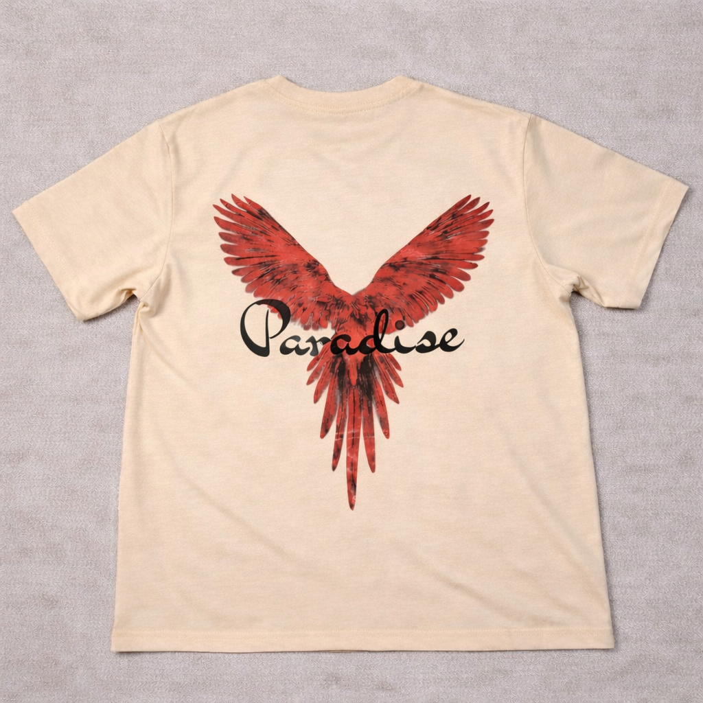 LUMAIRA Paradise Wings Cotton T-Shirt | Premium Graphic Tee for Men