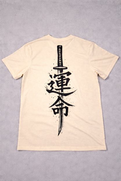 LUMAIRA Warrior Blade White Cotton T-Shirt | Japanese Sword Graphic Tee